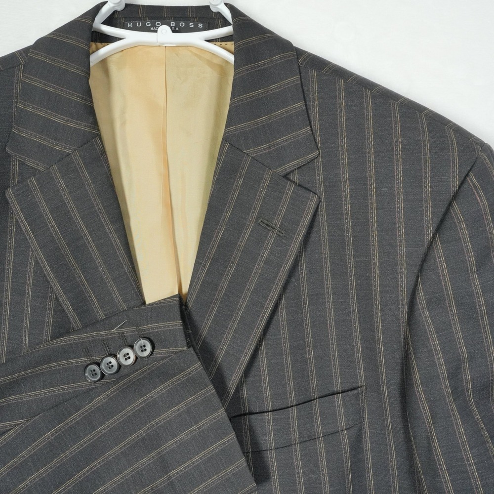 HUGO BOSS ROSSELLINI LORO PIANA Men's Charcoal Pinstripe Wool Blazer Jacket‎ 42L